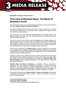 First Look at Nowhere Boys: the Book of Shadows Movie