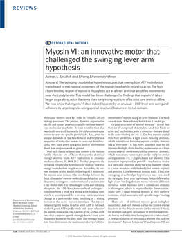 An Innovative Motor That Challenged the Swinging Lever Arm Hypothesis