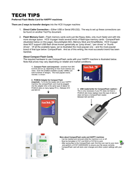 View/Print Information About Compactflash Cards for Use With