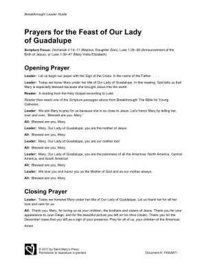 Prayers for the Feast of Our Lady of Guadalupe