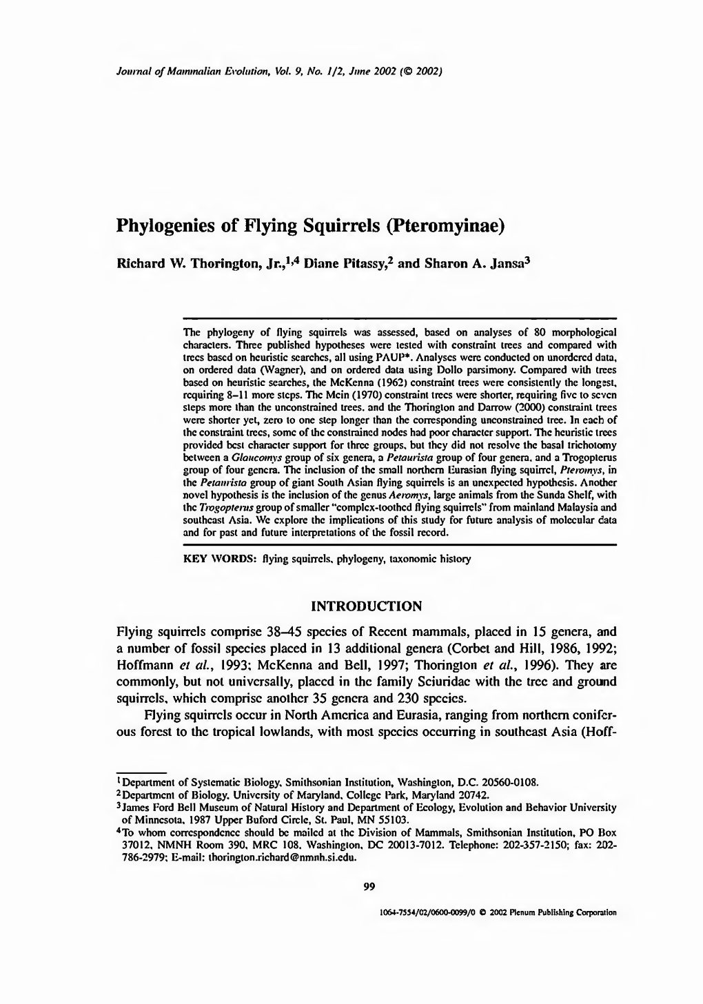 Phylogenies of Flying Squirrels (Pteromyinae)