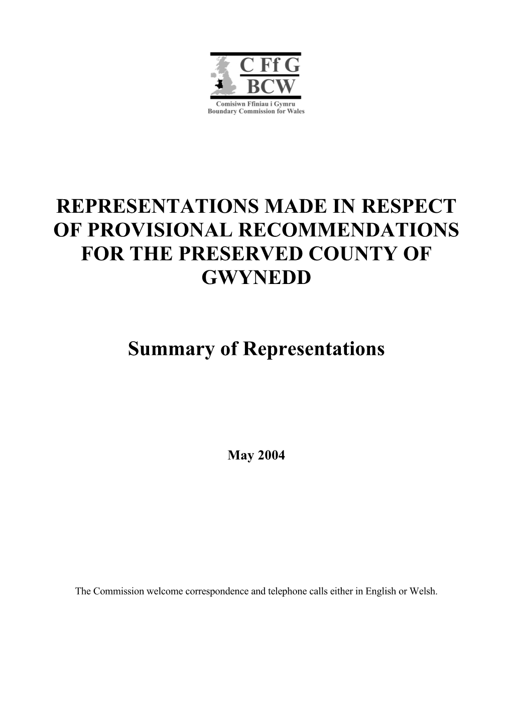 Gwynedd Summary of Representations