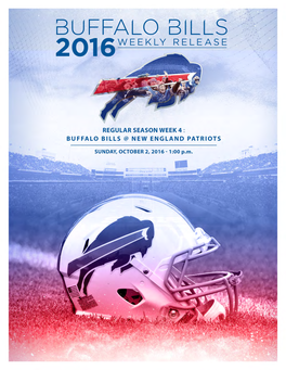 BUFFALO BILLS @ NEW ENGLAND PATRIOTS SUNDAY, OCTOBER 2, 2016 1:00 P.M