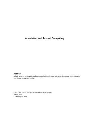 Attestation and Trusted Computing