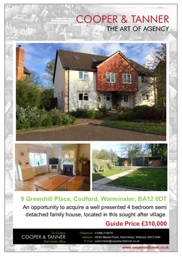 9 Greenhill Place, Codford, Warminster, BA12 0DT Guide Price