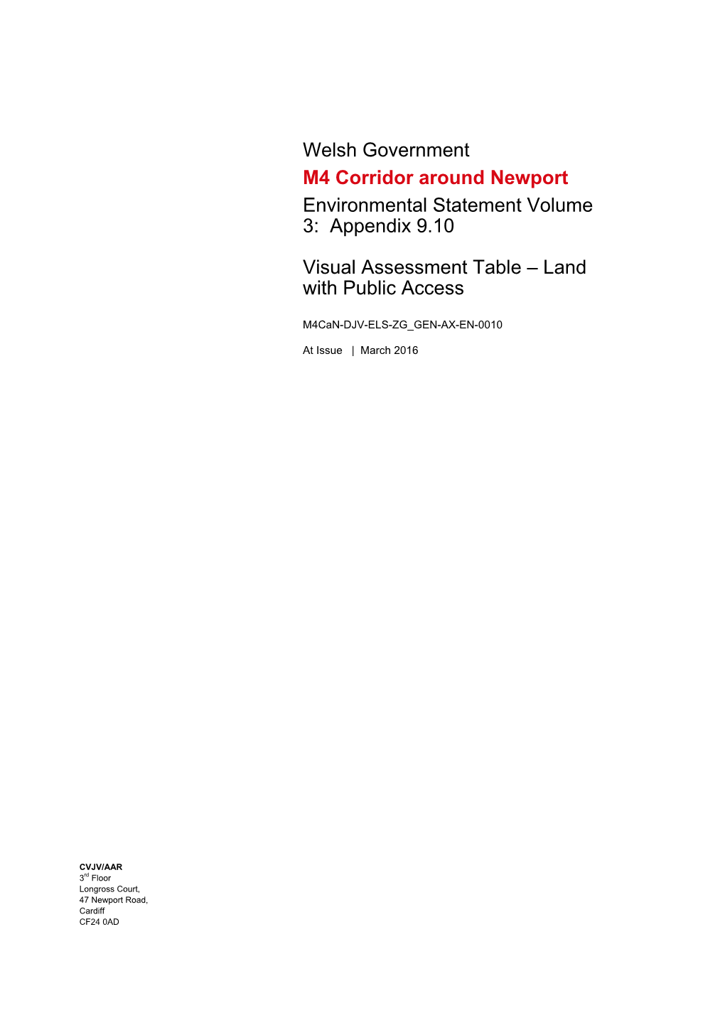 Appendix 9.10 Visual Assessment Table - Land with Public Access Survey Dates