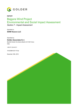 Bajgora Wind Project Environmental and Social Impact Assessment Section 7 - Impact Assessment