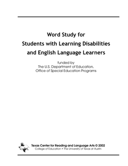Word Study for Students with Learning Disabilities and English Language Learners