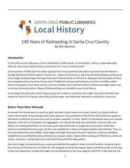 140 Years of Railroading in Santa Cruz County by Rick Hamman