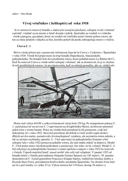 Vývoj Vrtuľníkov Od Roku 1918