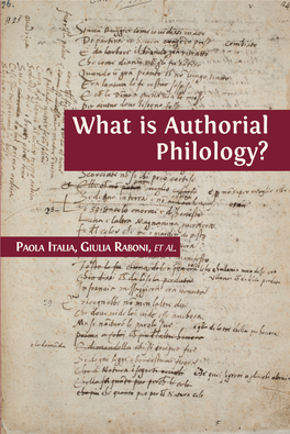 What Is Authorial Philology?