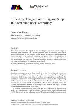 Time-Based Signal Processing and Shape in Alternative Rock Recordings