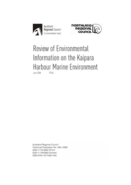 Review of Environmental Information on the Kaipara Harbour Marine Environment