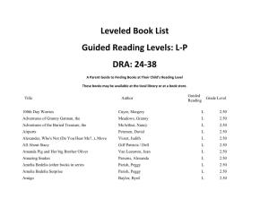 Leveled Book List Guided Reading Levels: L-P DRA: 24-38
