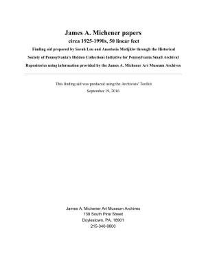 James A. Michener Papers