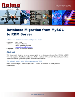 Database Migration from Mysql to RDM Server