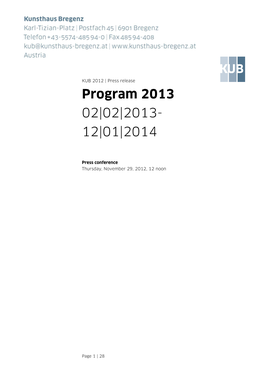 Program 2013 02|02|2013- 12|01|2014