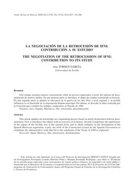 La Negociación De La Retrocesión De Ifni: Contribución a Su Estudio1