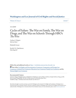 Cycles of Failure: the War on Family, the War on Drugs, and the War on Schools Through HBO's &lt;Em&gt;The Wire&lt;/Em&gt;