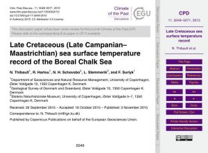 Late Cretaceous Sea Surface Temperature Record