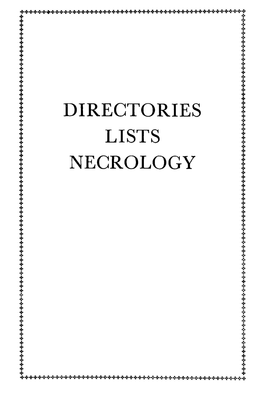 Directories Lists Necrology 4> * I * * * *
