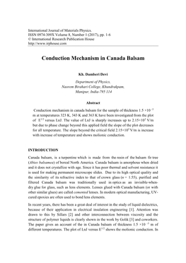 Conduction Mechanism in Canada Balsam