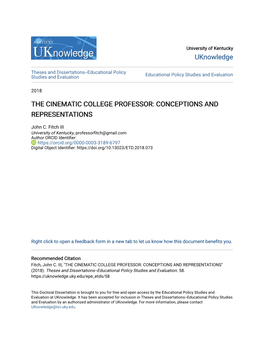 The Cinematic College Professor: Conceptions and Representations