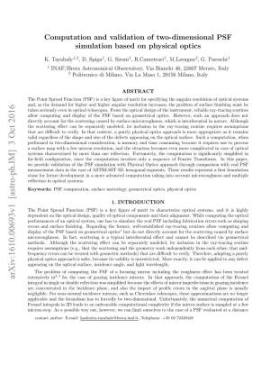 Computation and Validation of Two-Dimensional PSF Simulation