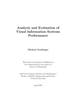 Analysis and Evaluation of Visual Information Systems Performance