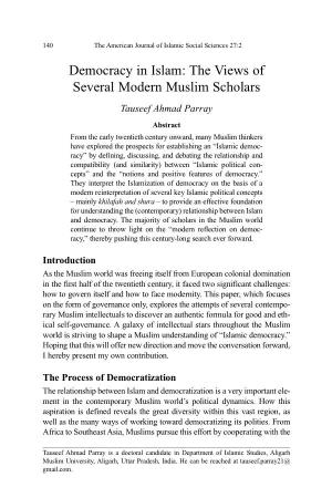 Democracy in Islam: the Views of Several Modern Muslim Scholars