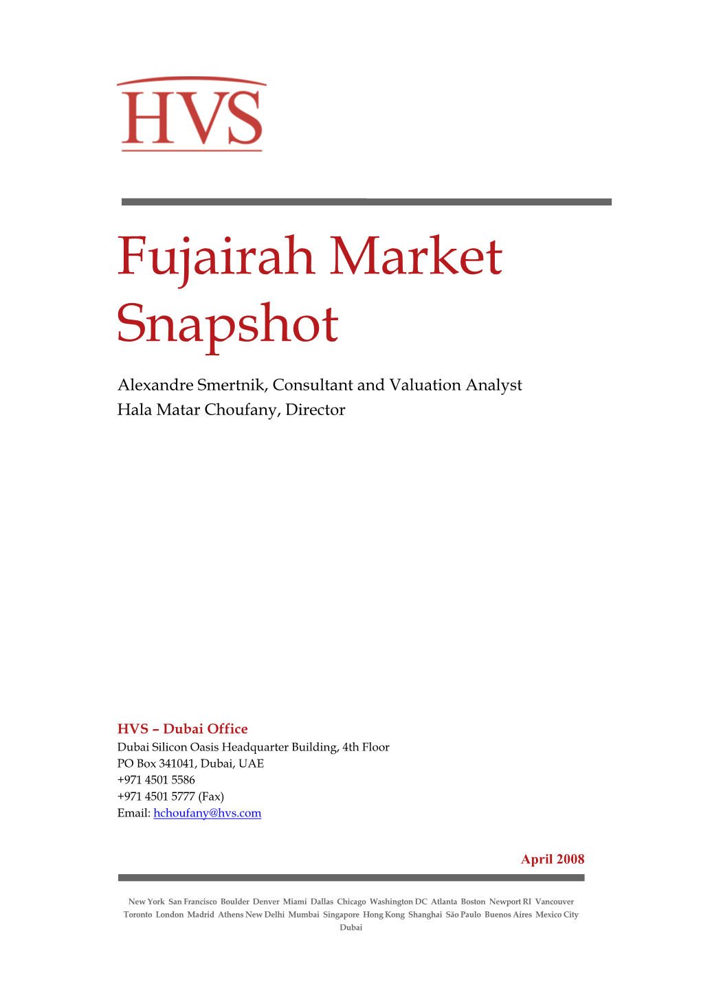 Fujairah Market Snapshot