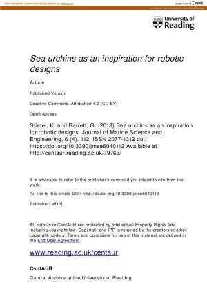 Sea Urchins As an Inspiration for Robotic Designs