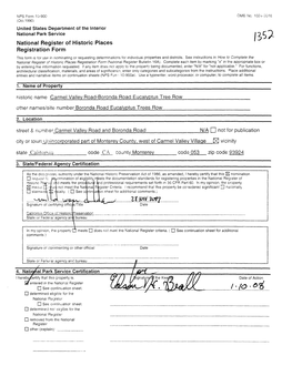 National Register of Historic Places Registration Form This Form Is for Use in Nominating Or Requesting Determinations for Individual Properties and Districts