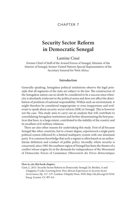 Security Sector Reform in Democratic Senegal