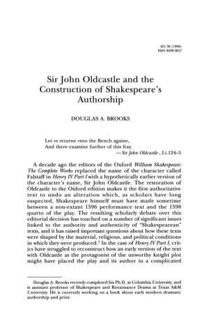 Sir John Oldcastle and the Construction of Shakespeare's
