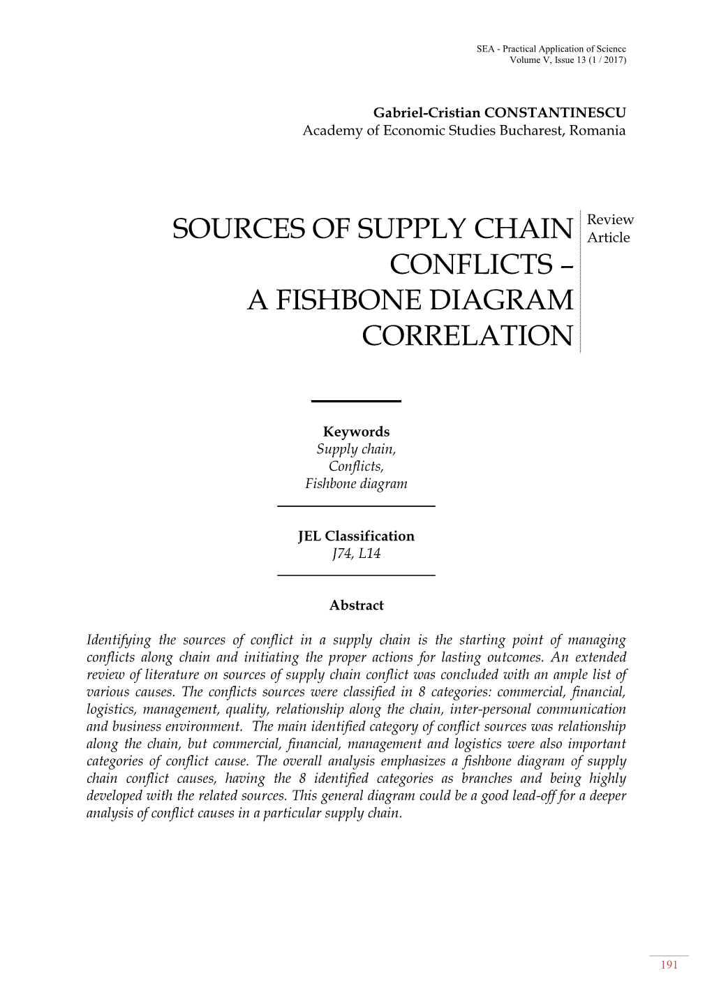 Sources of Supply Chain Conflicts