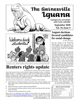 The Gainesville Iguana a Progressive Newsletter and Events Calendar September 2020 Vol