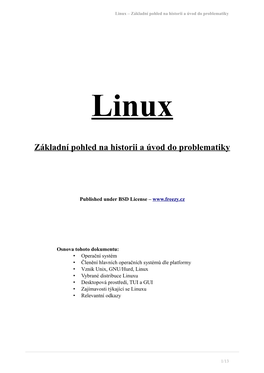 Linux Základní Pohled Na Historii a Úvod Do Problematiky