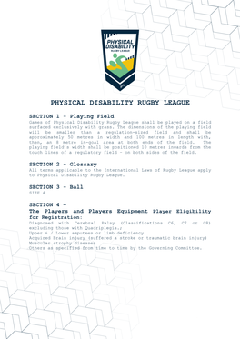 Physical Disability Rugby League
