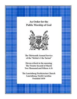 An Order for the Public Worship of God