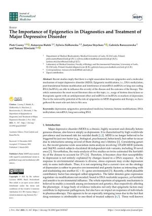 The Importance of Epigenetics in Diagnostics and Treatment of Major Depressive Disorder