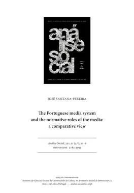 The Portuguese Media System and the Normative Roles of the Media: a Comparative View
