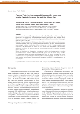 Capture Fisheries Assessment of Commercially Important Marine Crabs in Sorsogon Bay and San Miguel Bay