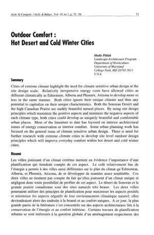 Outdoor Comfort: Hot Desert and Cold Winter Cities