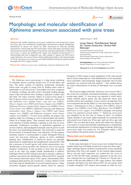 Morphologic and Molecular Identification of Xiphinema Americanum Associated with Pine Trees
