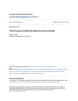 Three Essays on Network Dynamics and Liminality