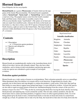 Horned Lizard from Wikipedia, the Free Encyclopedia