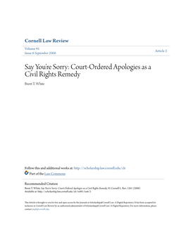 Court-Ordered Apologies As a Civil Rights Remedy Brent T