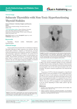 Subacute Thyroiditis with Non-Toxic Hyperfunctioning Thyroid Nodules
