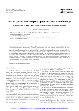 Piston Control with Adaptive Optics in Stellar Interferometry